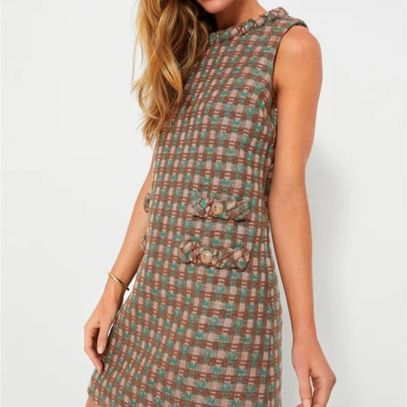 Tuckernuck Neapolitan Tweed Sleeveless Jackie Dress Pink Green Brown Sz L NEW - Picture 2 of 16